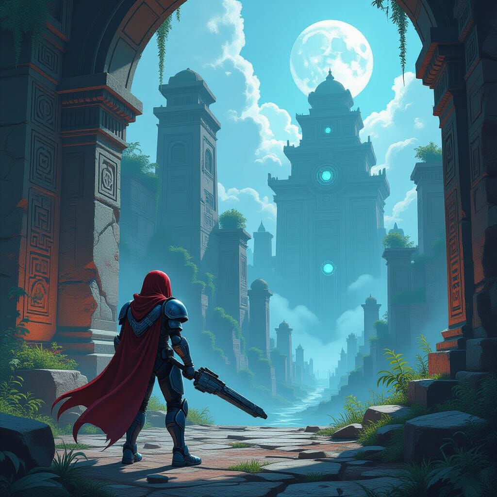 Metroidvania Game Scene in Cyberpunk Style