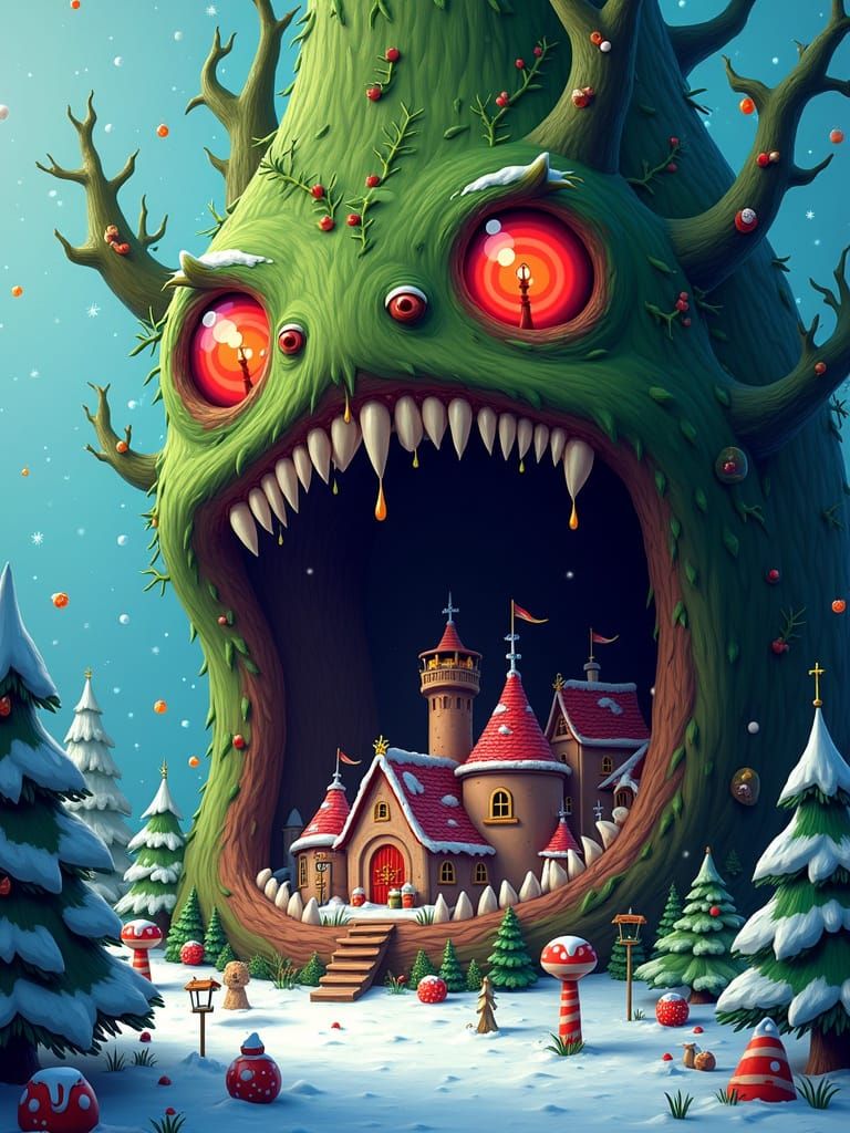 <lora:-DysTurbd ClayMtn-:0.02> <lora:DreadKnot Theory:0.02> unsettling aesthetic of disturbed claymation winter forest �...