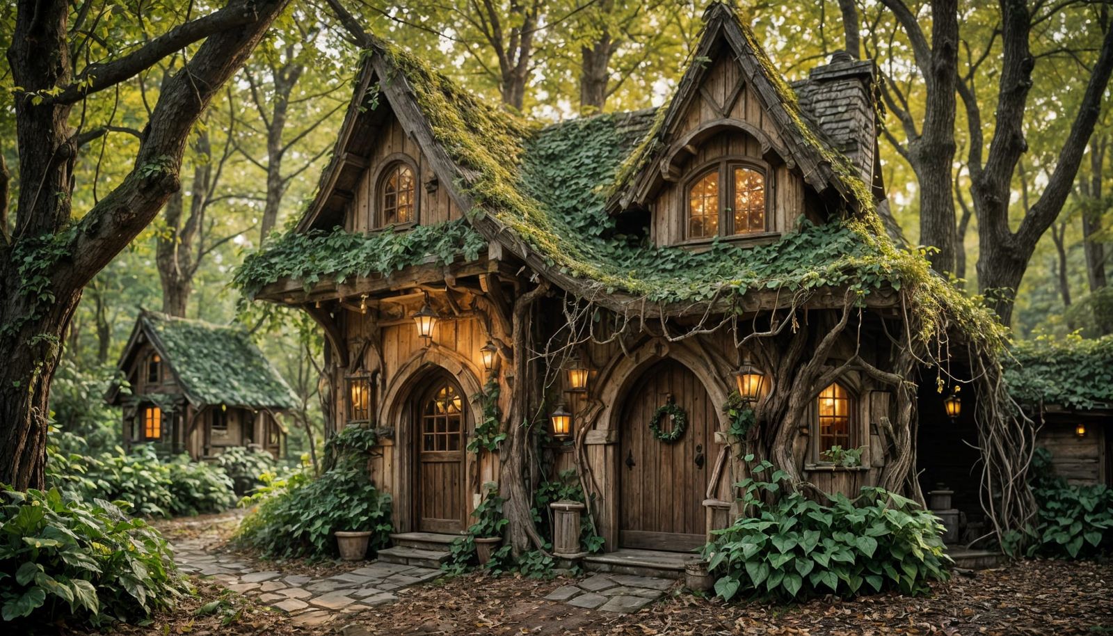 Whimsical Wizard's Cottage Amidst Enchanted Woods