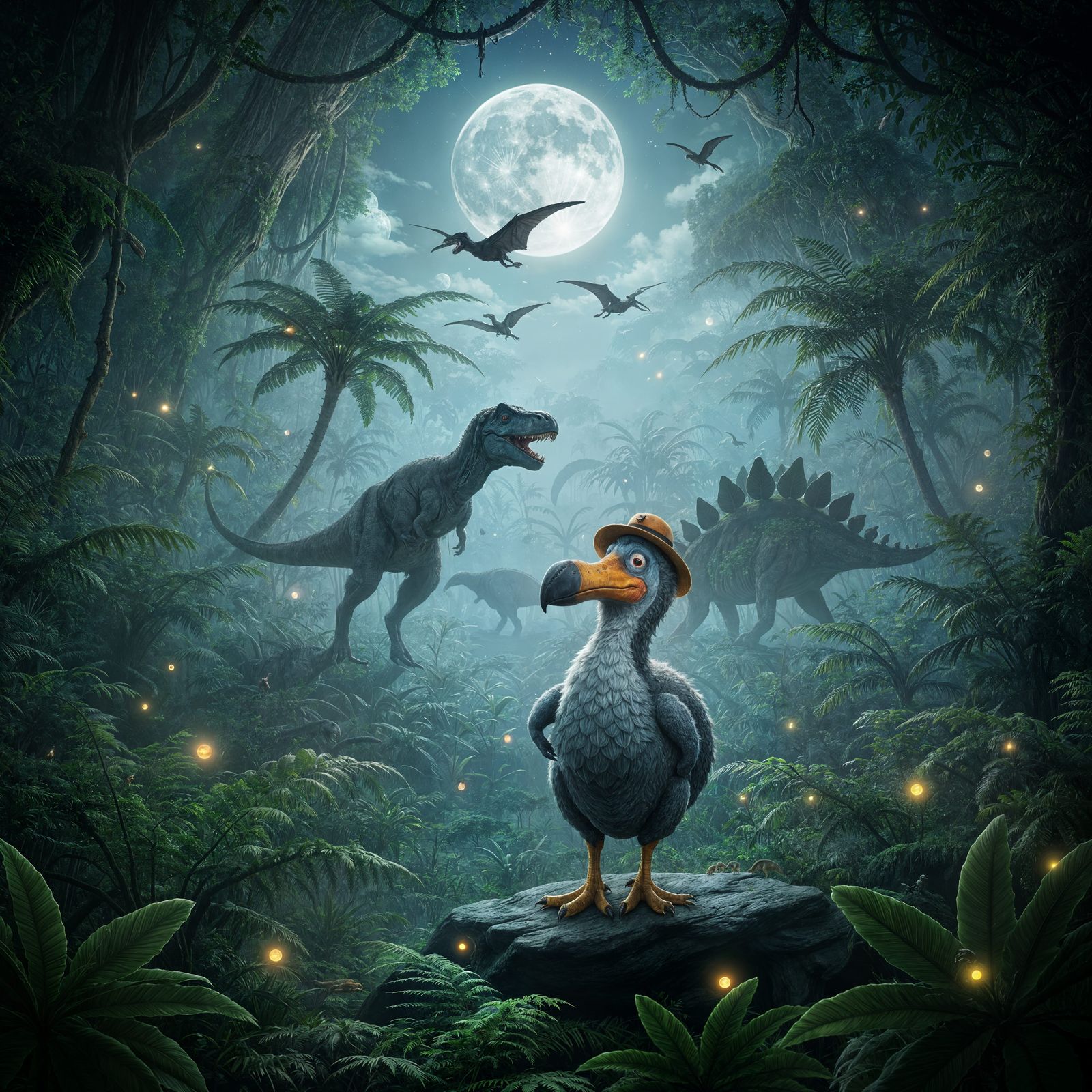 Dodo in Jurassic Jungle at Night