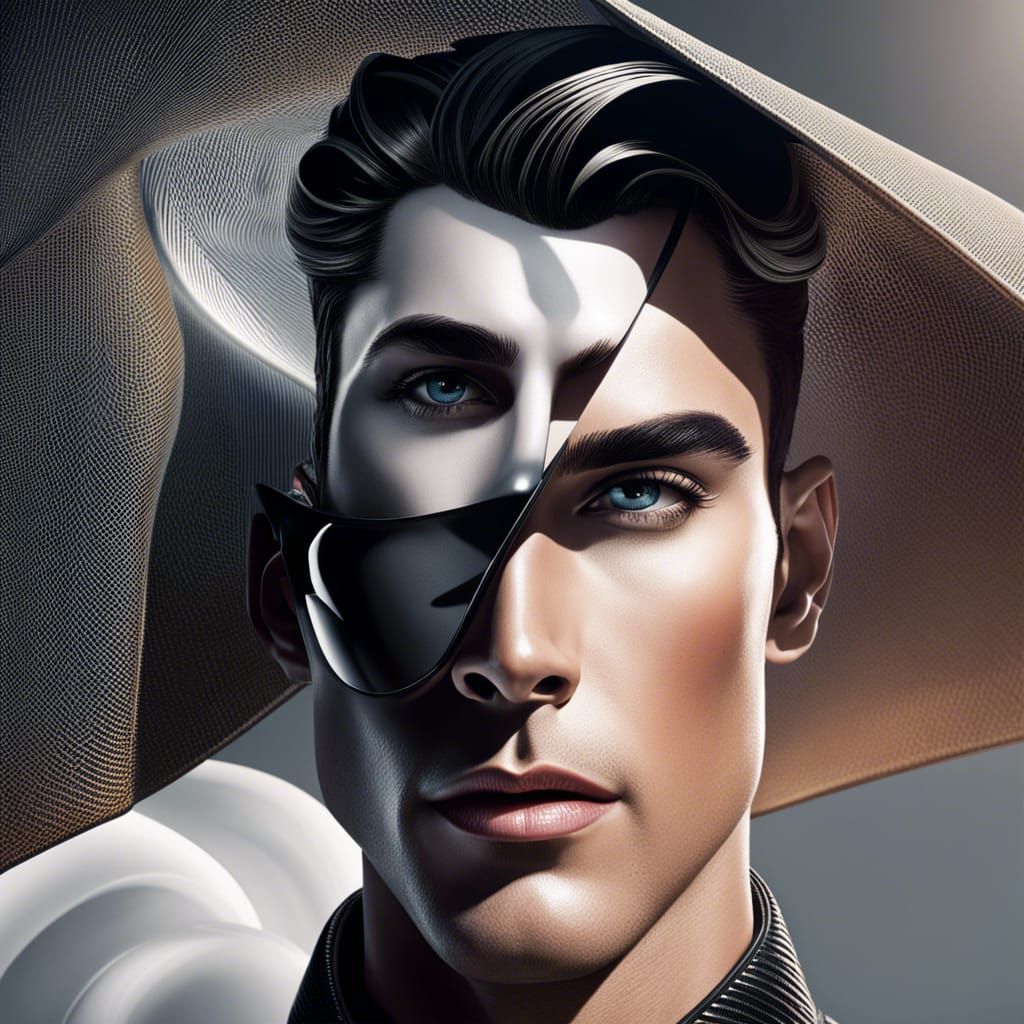 Handsome Model on Italian Beach, Hyperrealistic Fashion Edit...