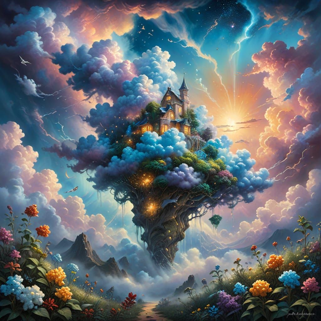 Dreamlike Popcorn Realms in Ethereal Surrealism