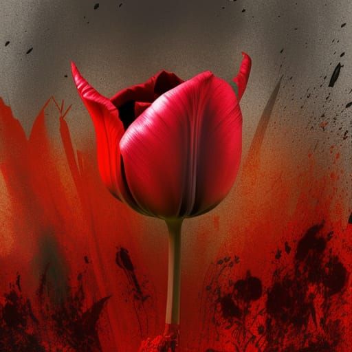 Dark, Hyperrealistic Tulip in Cyberpunk Style