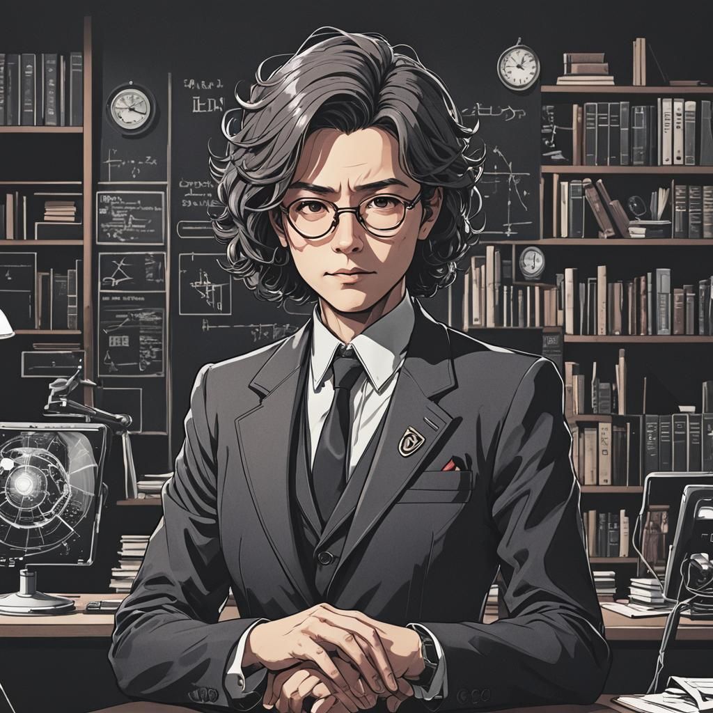 Eccentric Educator in a Dark Academia Sci-Fi World