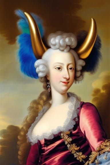 Baroque Portrait of a Lady with Horns