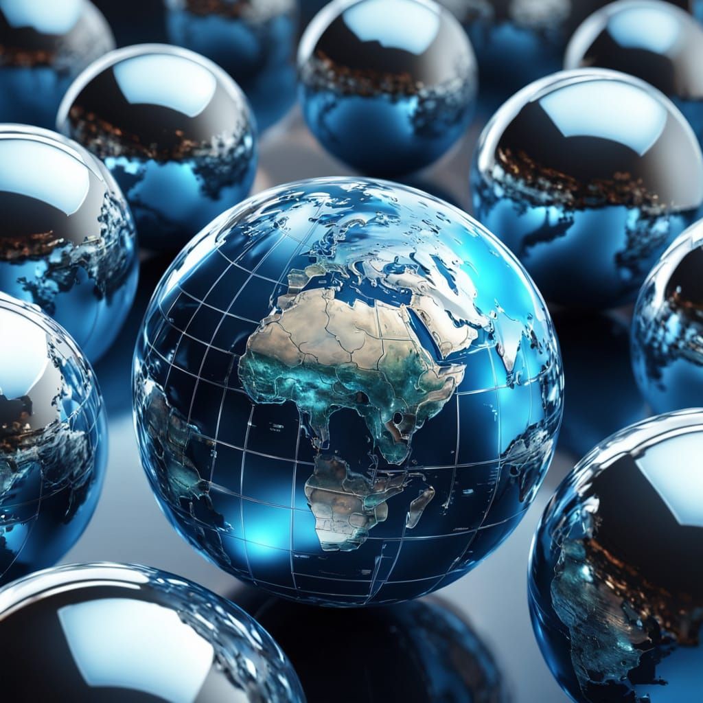 Surreal Chrome Planet in Vibrant Colors