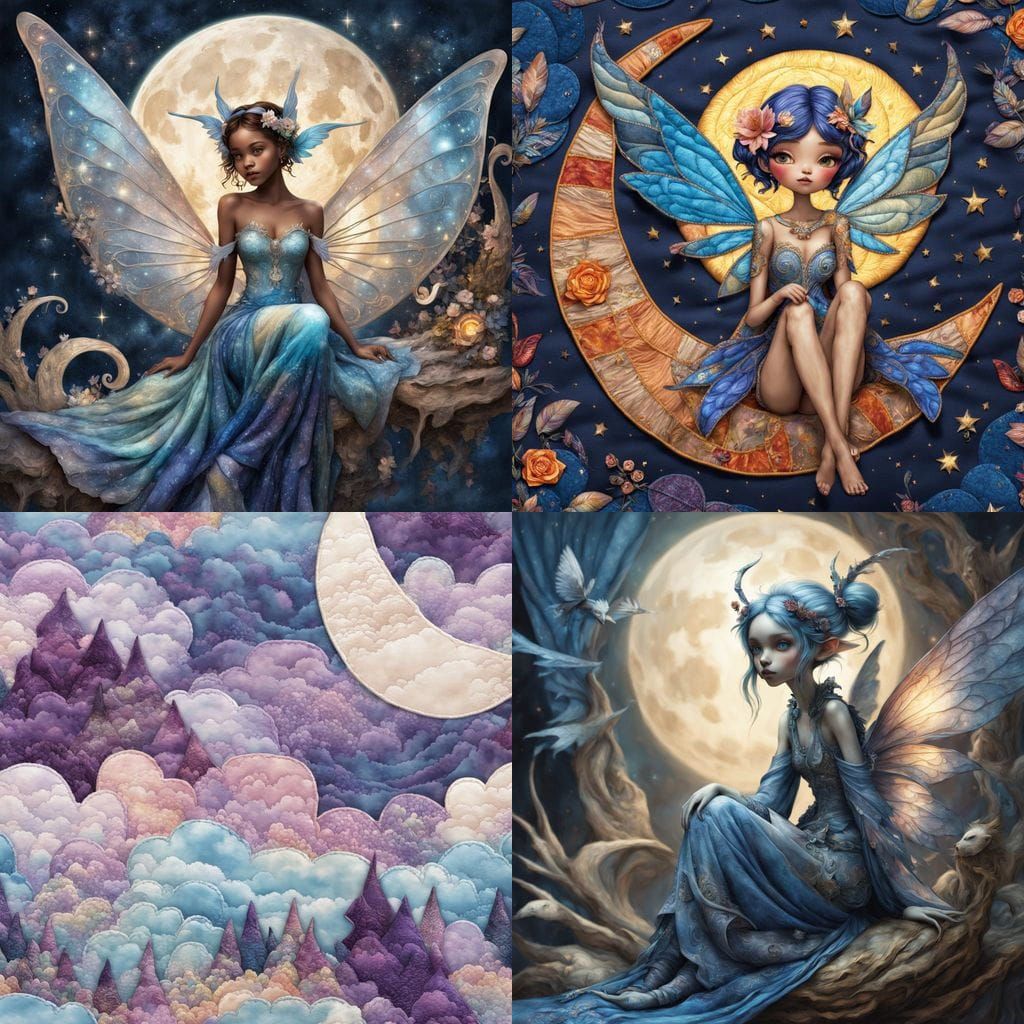 Realistic Pixie Crafted from Vibrant Patchwork Fabrics