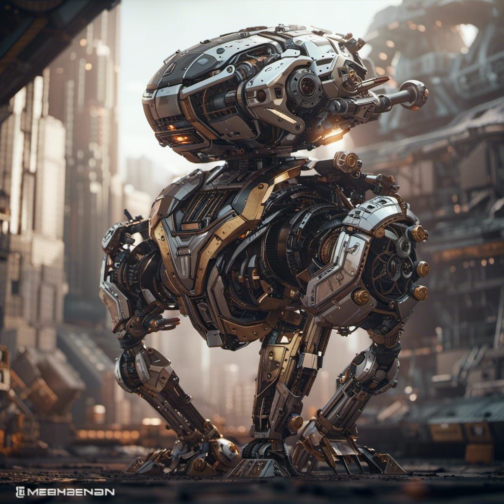 Futuristic Hen Mecha in Polished Metal