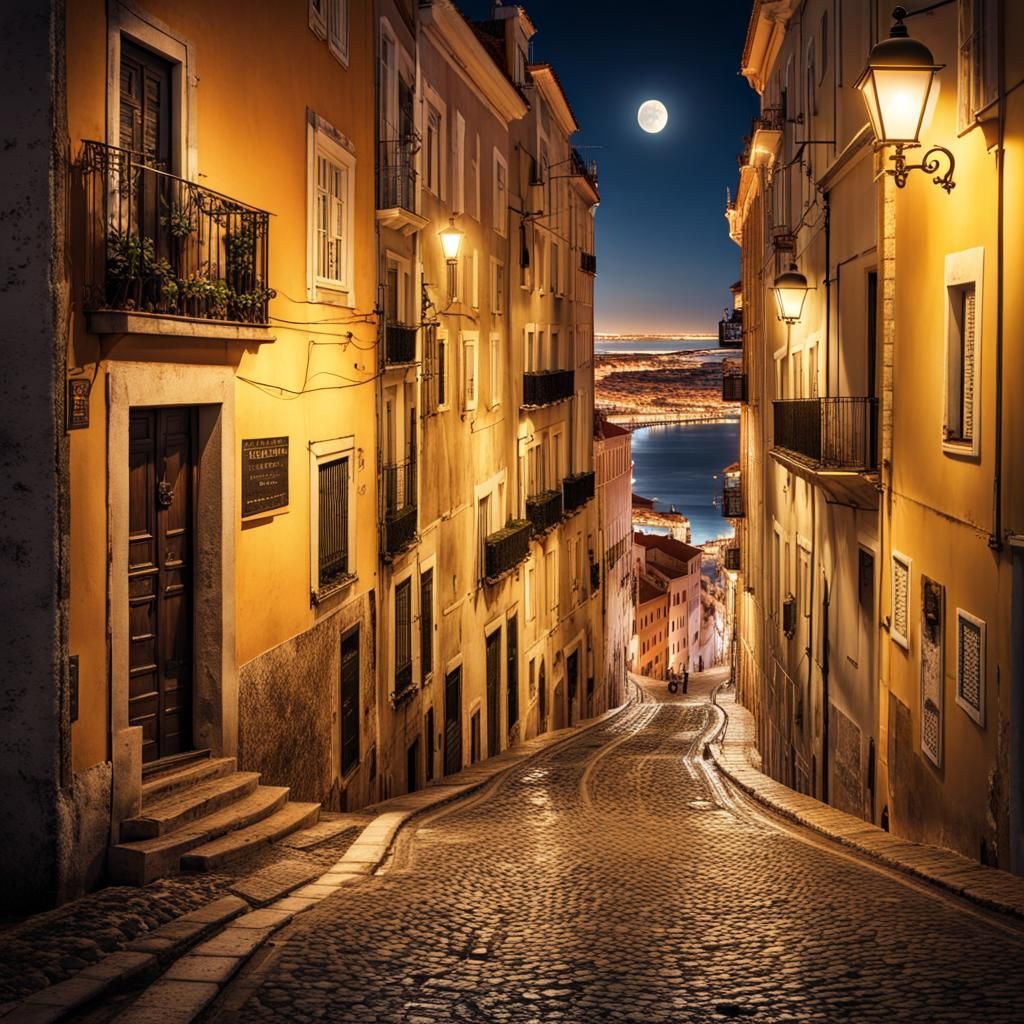 Stunning Lisbon Book Cover at Night