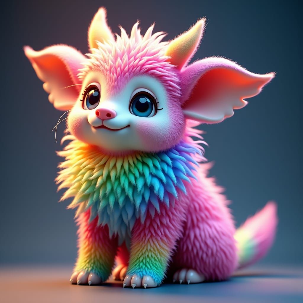 Rainbow Majestic Rabbit-Elephant-Horse-Cat Hybrid Creature i...