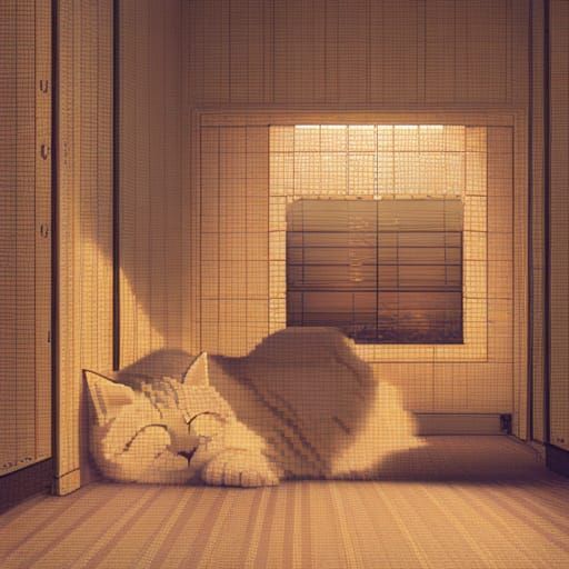 Whimsical ASCII Cat in a Dreamy Slumber