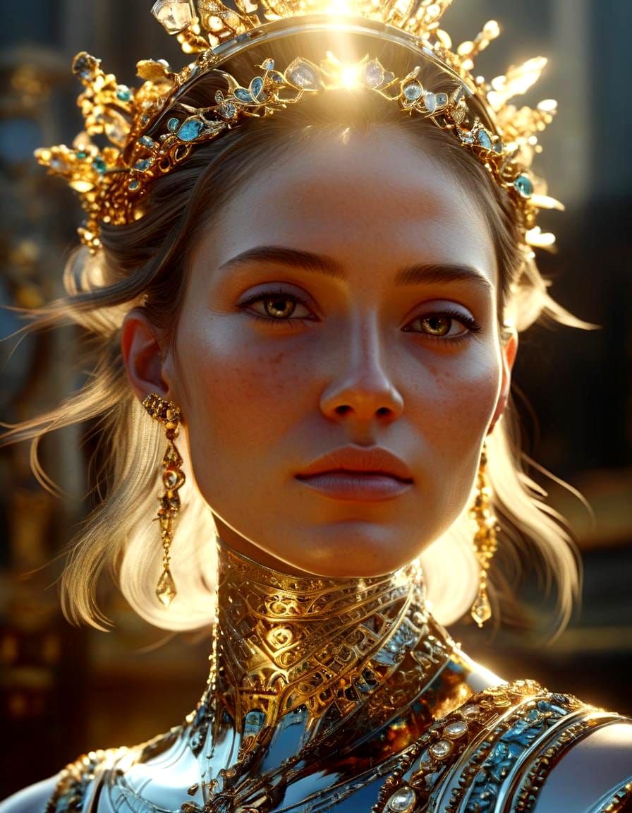 Hyper-Realistic Glass Queen Portrait