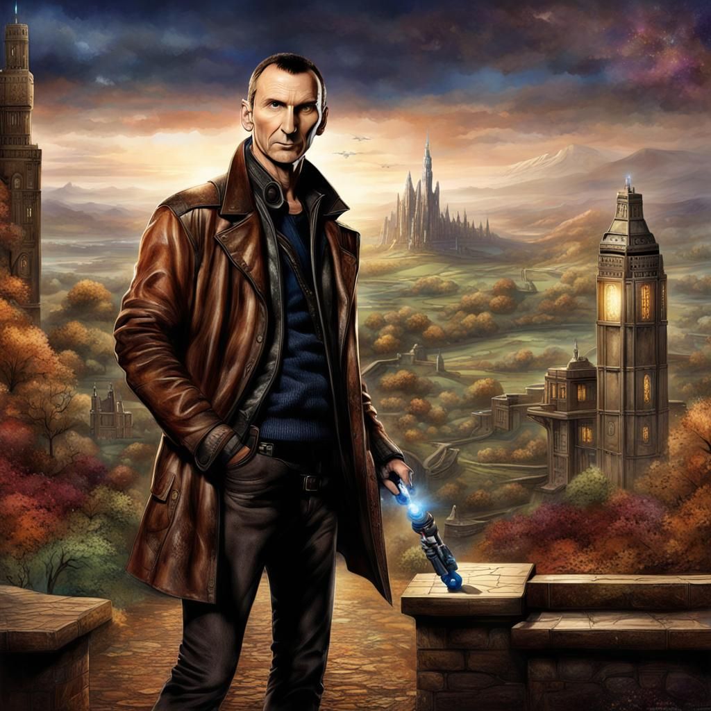Ninth Doctor Stands Vigilant Against Earthy Estate Backdrop