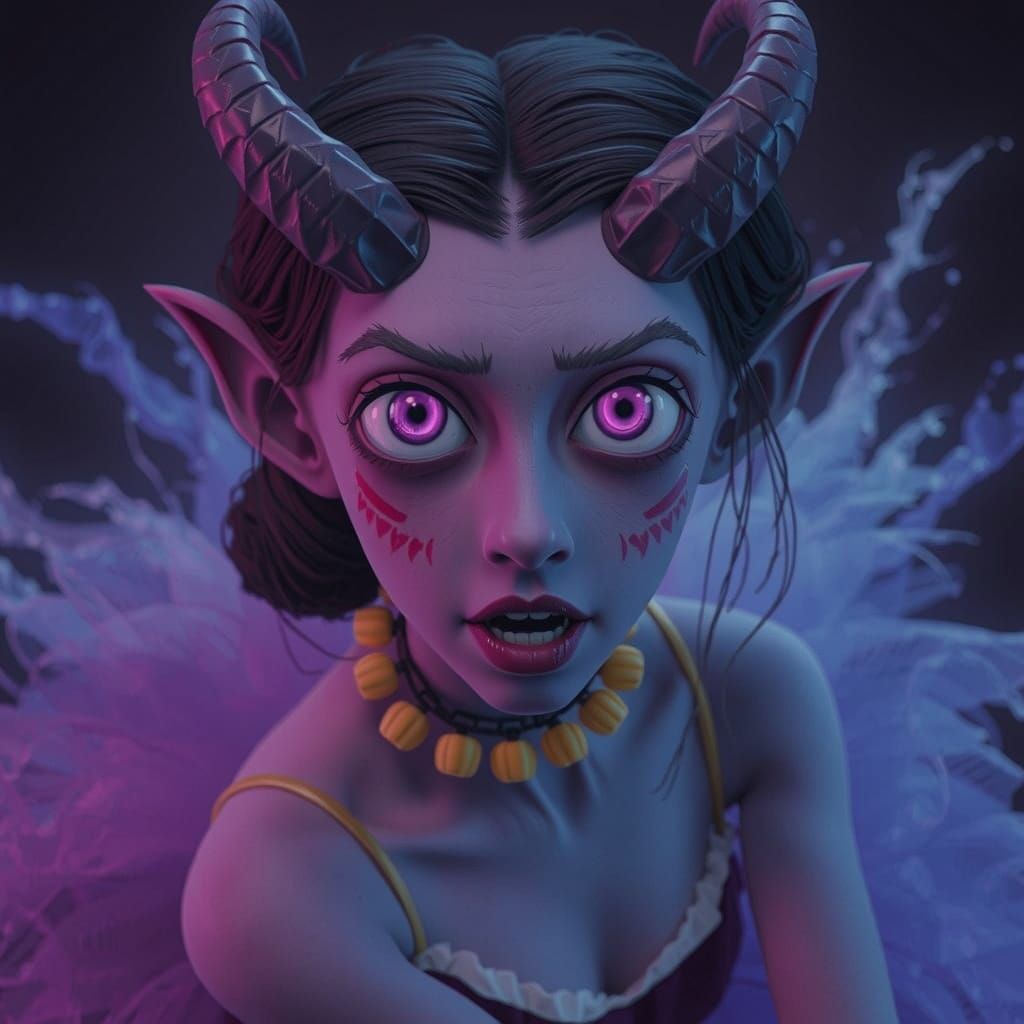 Sinister Ballerina Goblin Girl in Anime Style