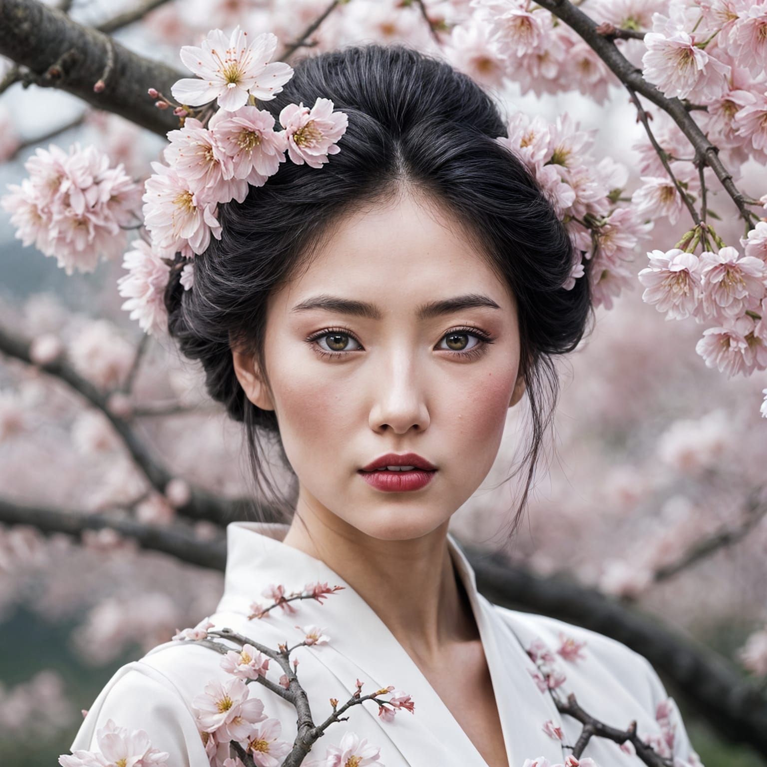 Cherry Blossom Woman, a Realistic Masterpiece