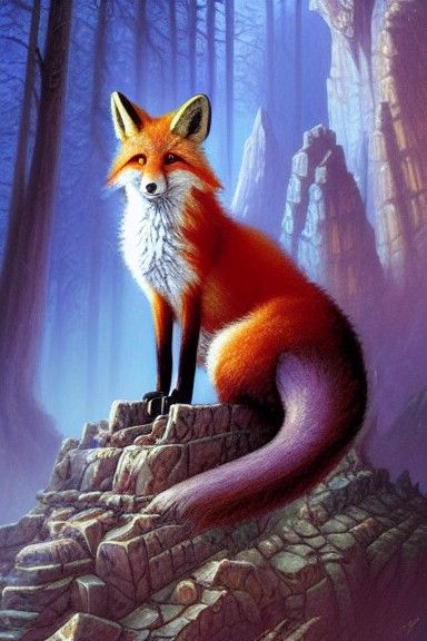 Mystical Fox Wizard Performs Enchanted Ritual