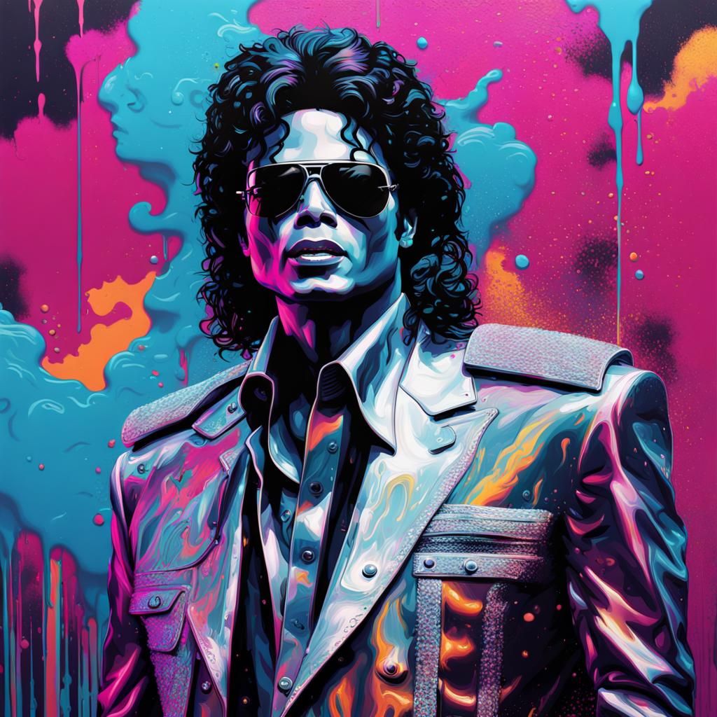 Ethereal Michael Jackson Vaporwave Bust in Liquid Chrome