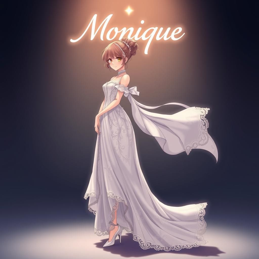 Anime Goddess Monique in Elegant White Dress