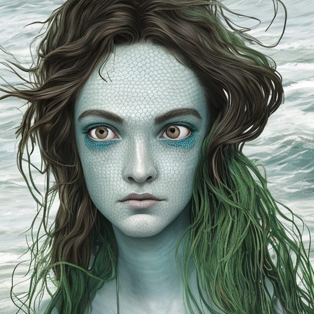 Detailed Portrait of a Curious Merwoman