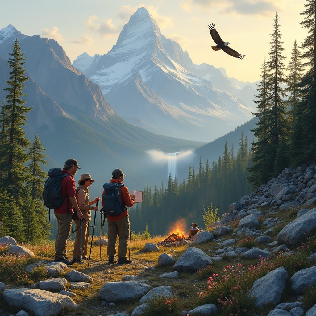 Serene Mountain Landscape at Golden Hour