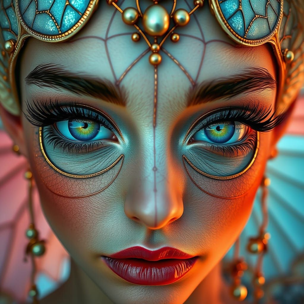 Elf Fairy Queen with Fractal Skin and Vivid Eyes