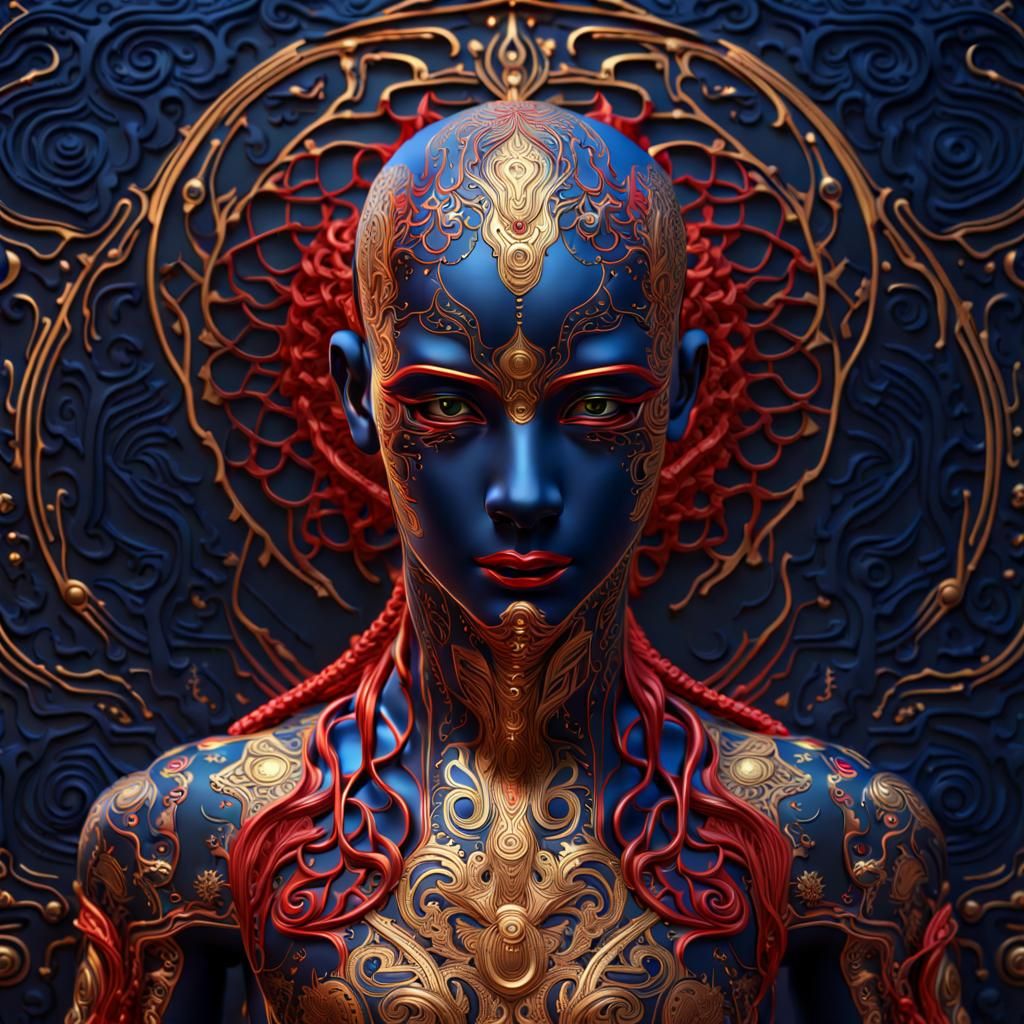 Glowing Humanoid Figure with Intricate Circuitry