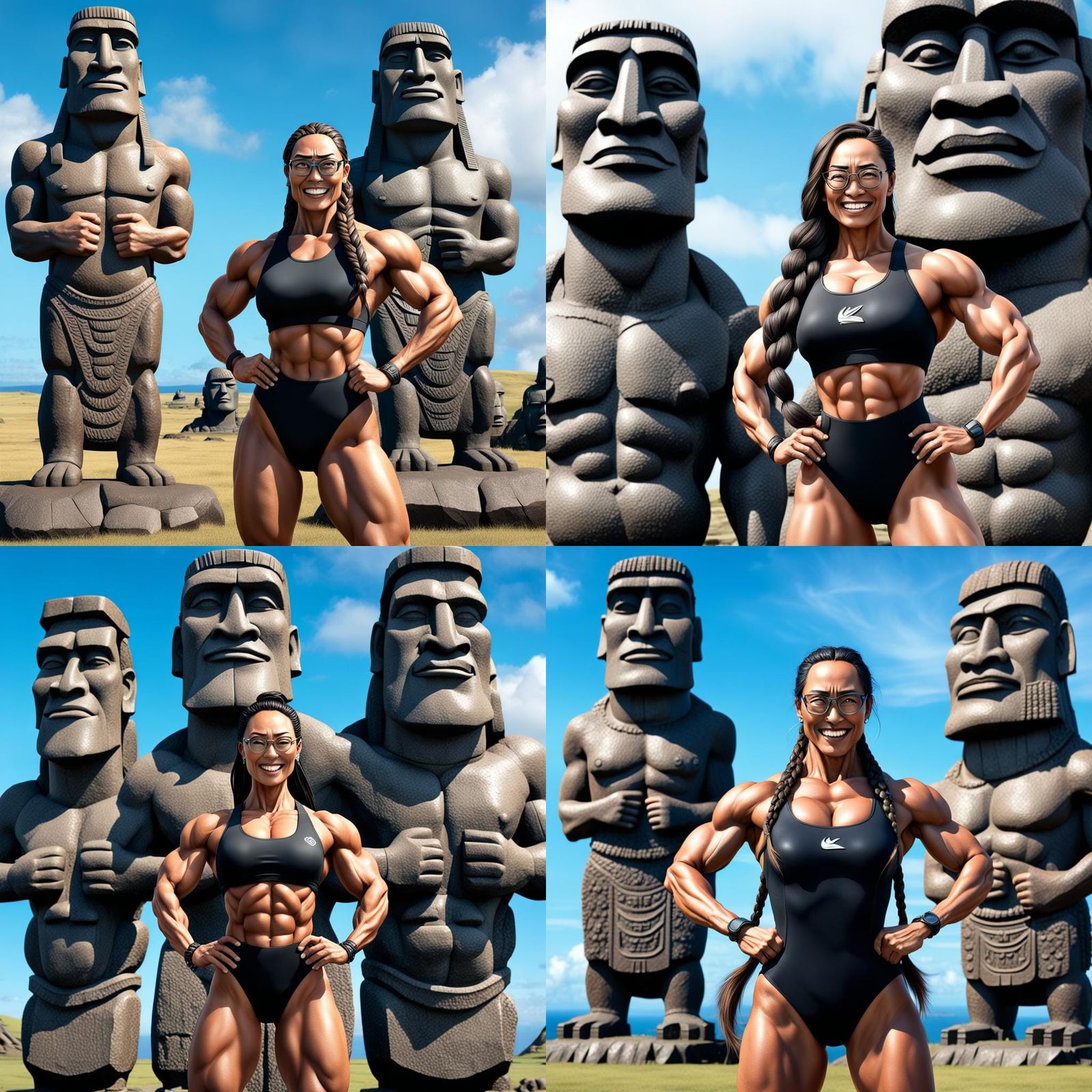 Elegant Asian Goddess by the Marvels of Easter Island