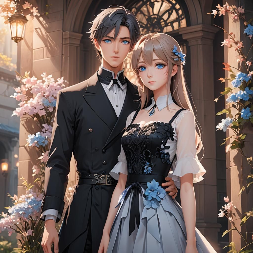 Dreamy Anime Scene with Tender Moment in 3D Art