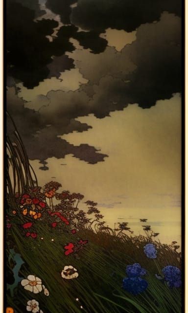 Whimsical Shire Blooms in Dramatic Hyperrealistic Landscape