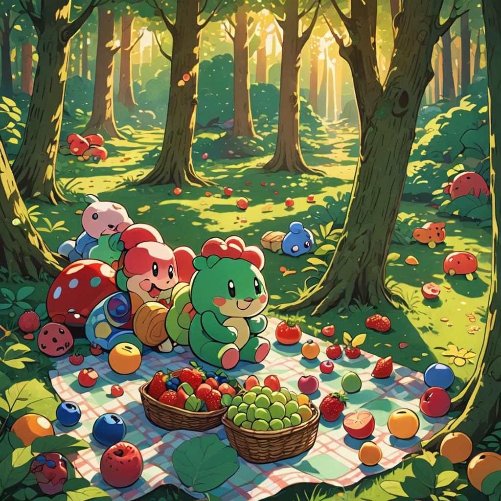 Joyful Forest Friends Enjoy a Picnic