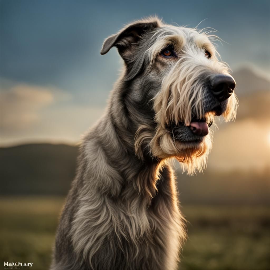 Sleek Irish Wolfhound Male in Professional Studio Portrait