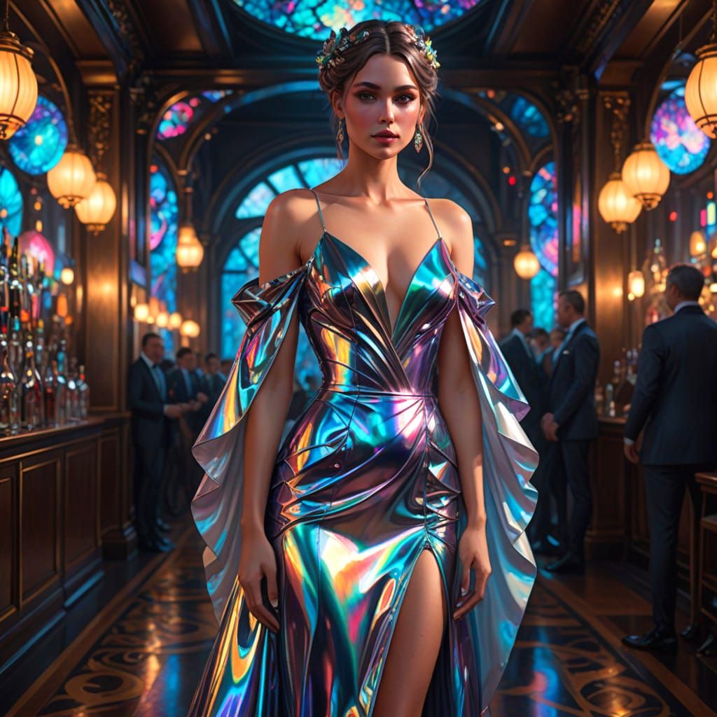 Lustrous Iridescent Cocktail Dress in Triadic Colors
