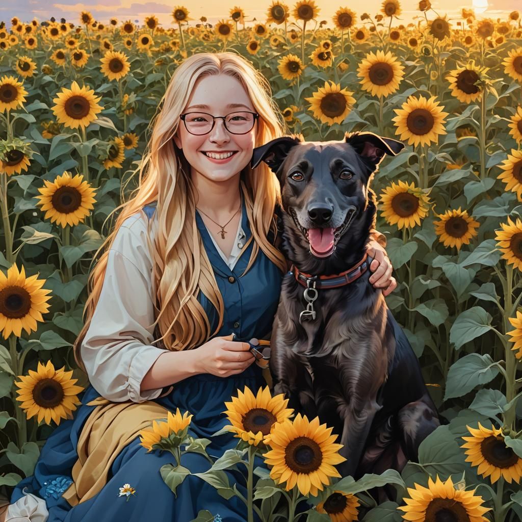 Surreal Anime Goddess Revels in Whimsical Sunset Serenity