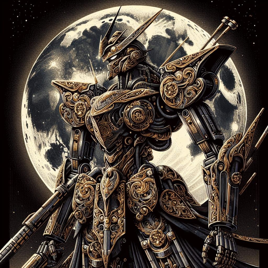 Majestic Mecha in a Full Moon Glow