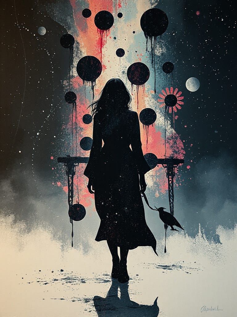 Ethereal Dreamscape Goddess in Vibrant Night Sky