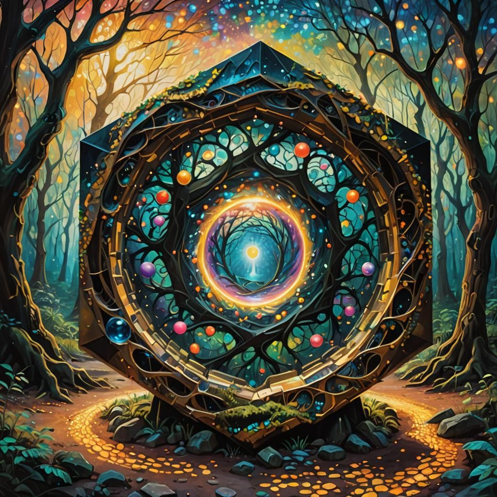 Surreal Landscape with Inverted Nature and Fused Spheres in...