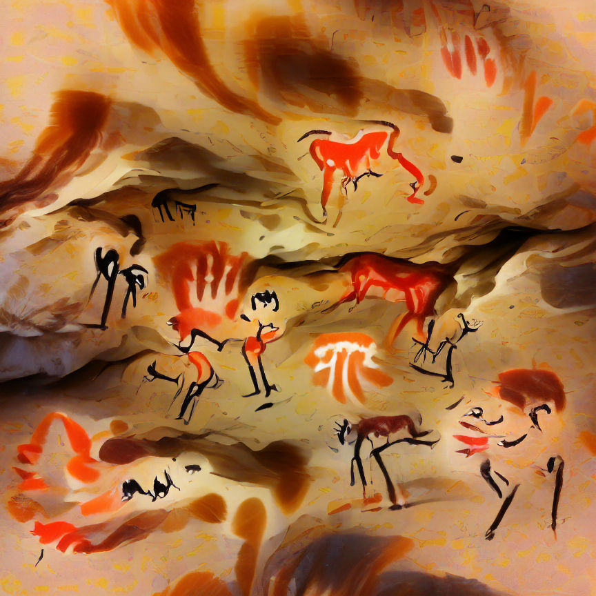 Prehistoric Cave Art Depicted in a Mysterious Landscape