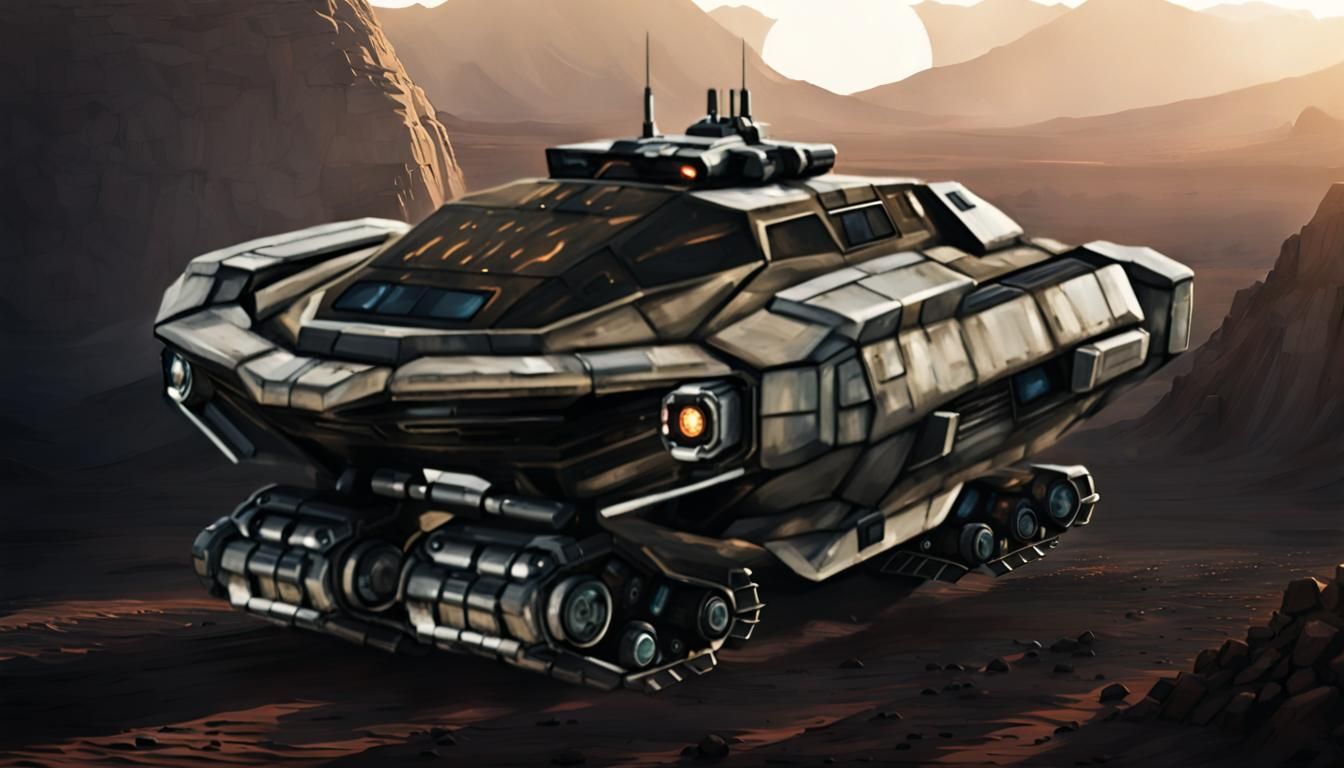Brutal Hovecraft on Barren Desert Planet in Titanium Alloy