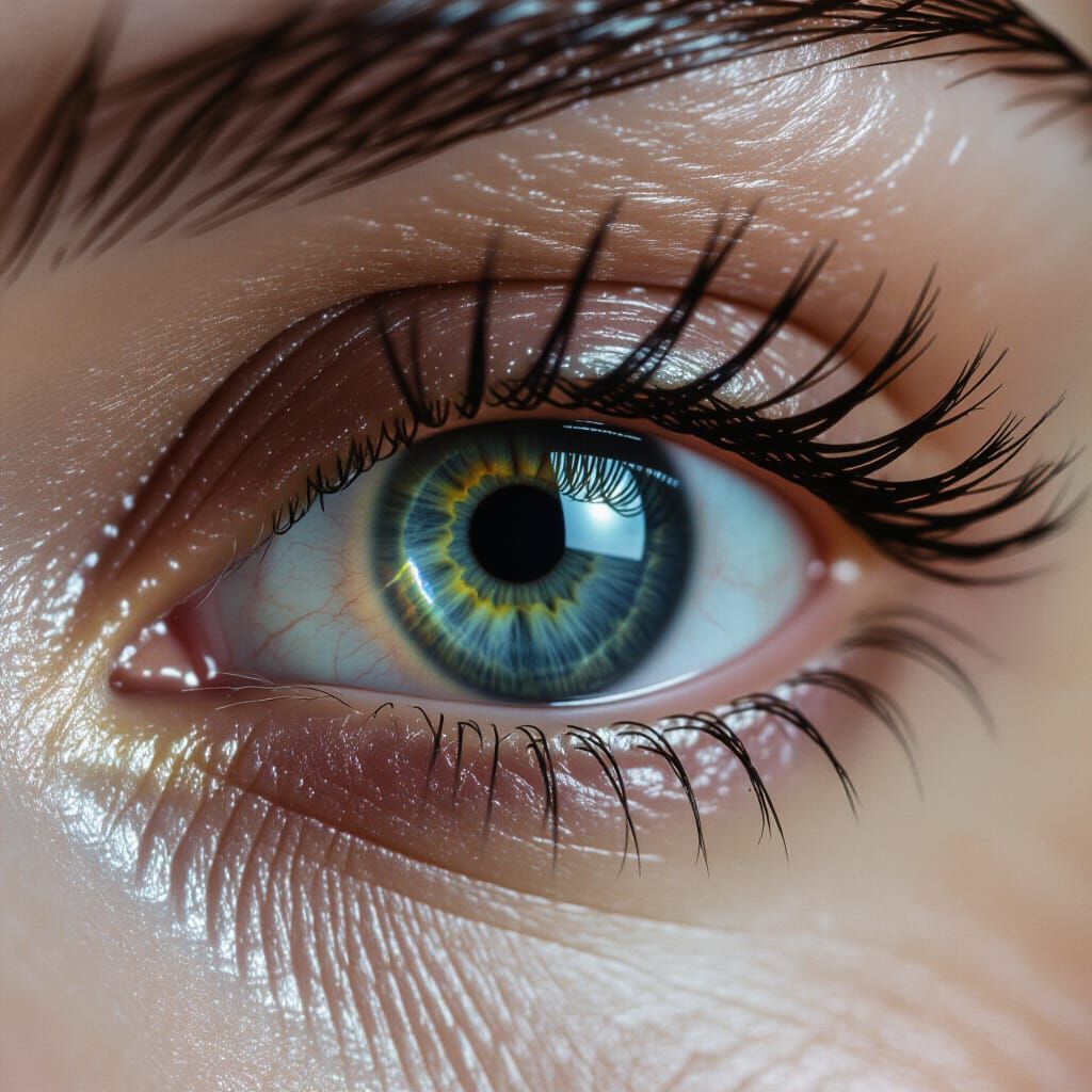 Close-Up Female Eye With Fiery Reflection In Film Noir Style