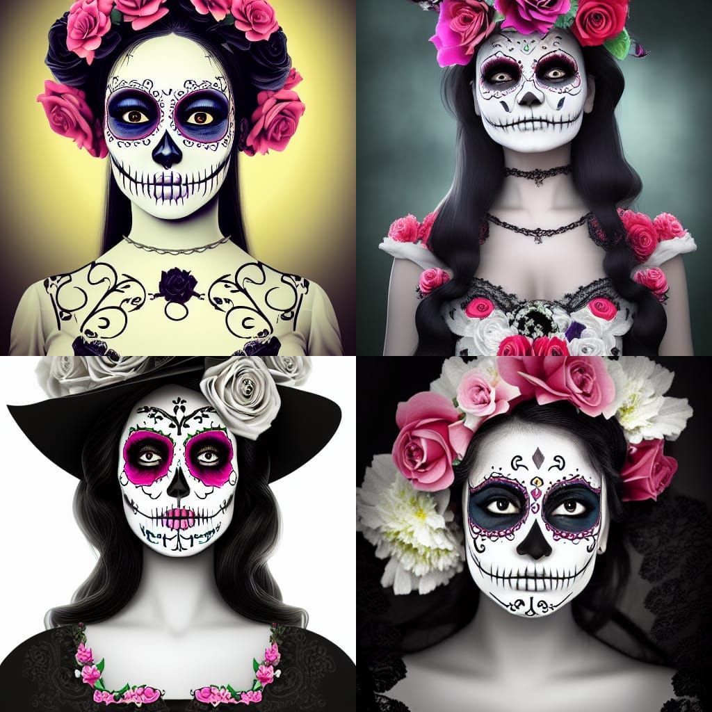 Gothic La Catrina Portrait in Victorian Finery