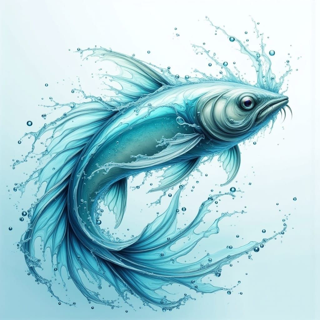 Sleek Fish Charging Through Turbulent Aquamarine Water