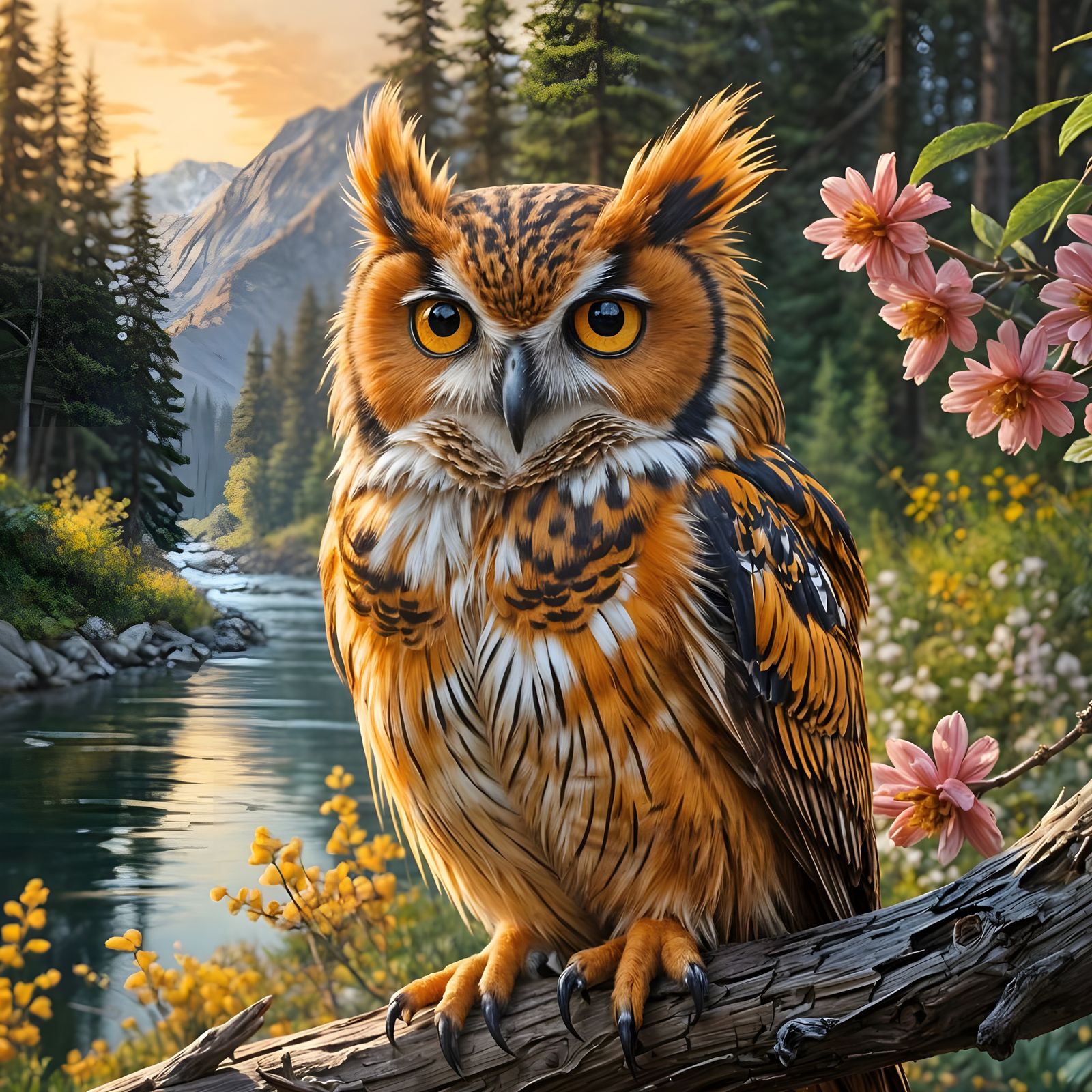 Vibrant Owl Emerges from Triadic Color Palette
