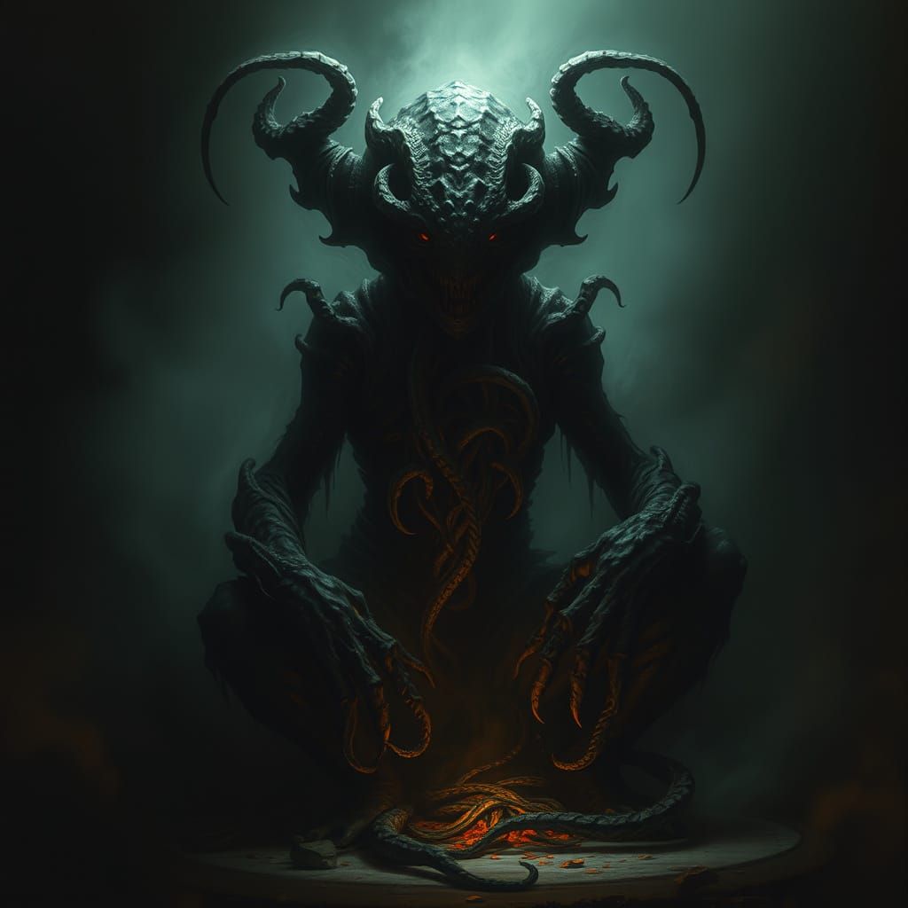 Eldritch Horror Creature in Dark, Muted Hues
