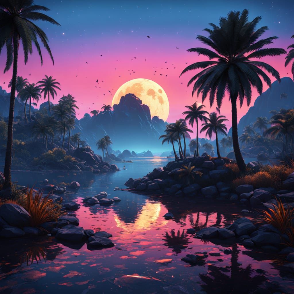 Black Bee Silhouette Against Neon Sunset