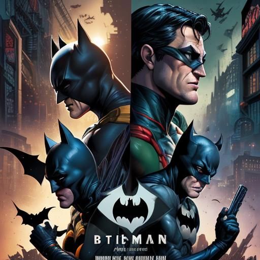 Batman Fights Robin in Comic Book Poster Art
