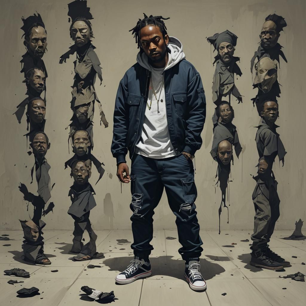 Kendrick Lamar with Tiny Feet in Dark Fantasy Style