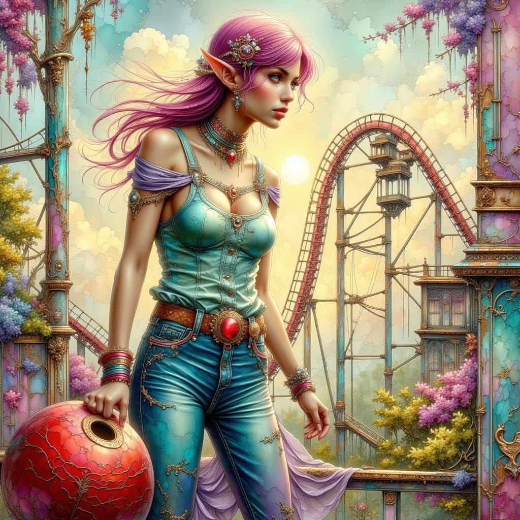 Elf at a roller coaster