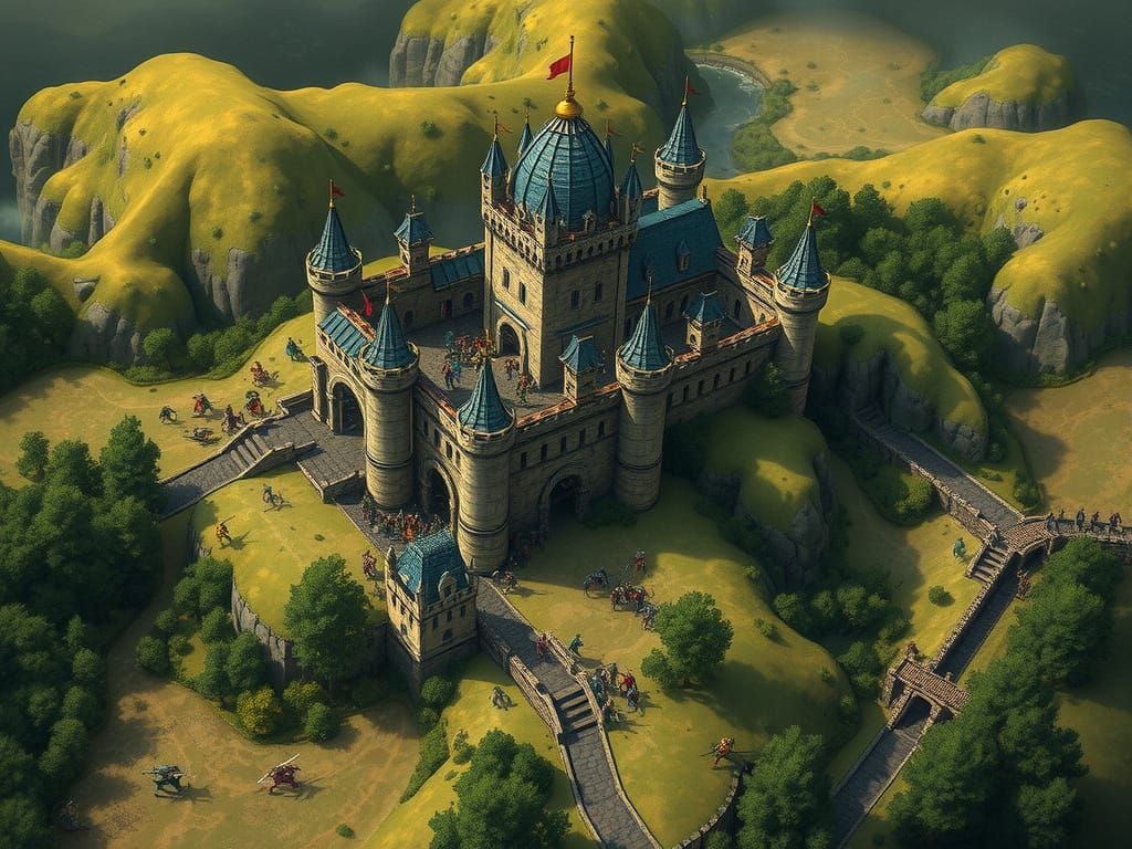 Medieval Castle Siege: Top-Down Fantasy Battle Map