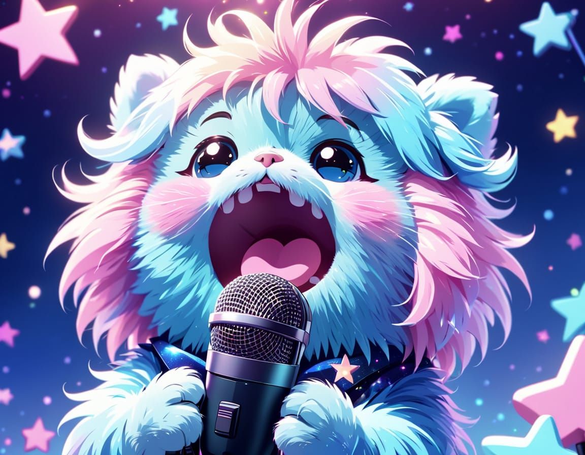 Fluffy Star Karaoke in Kawaii Art Style