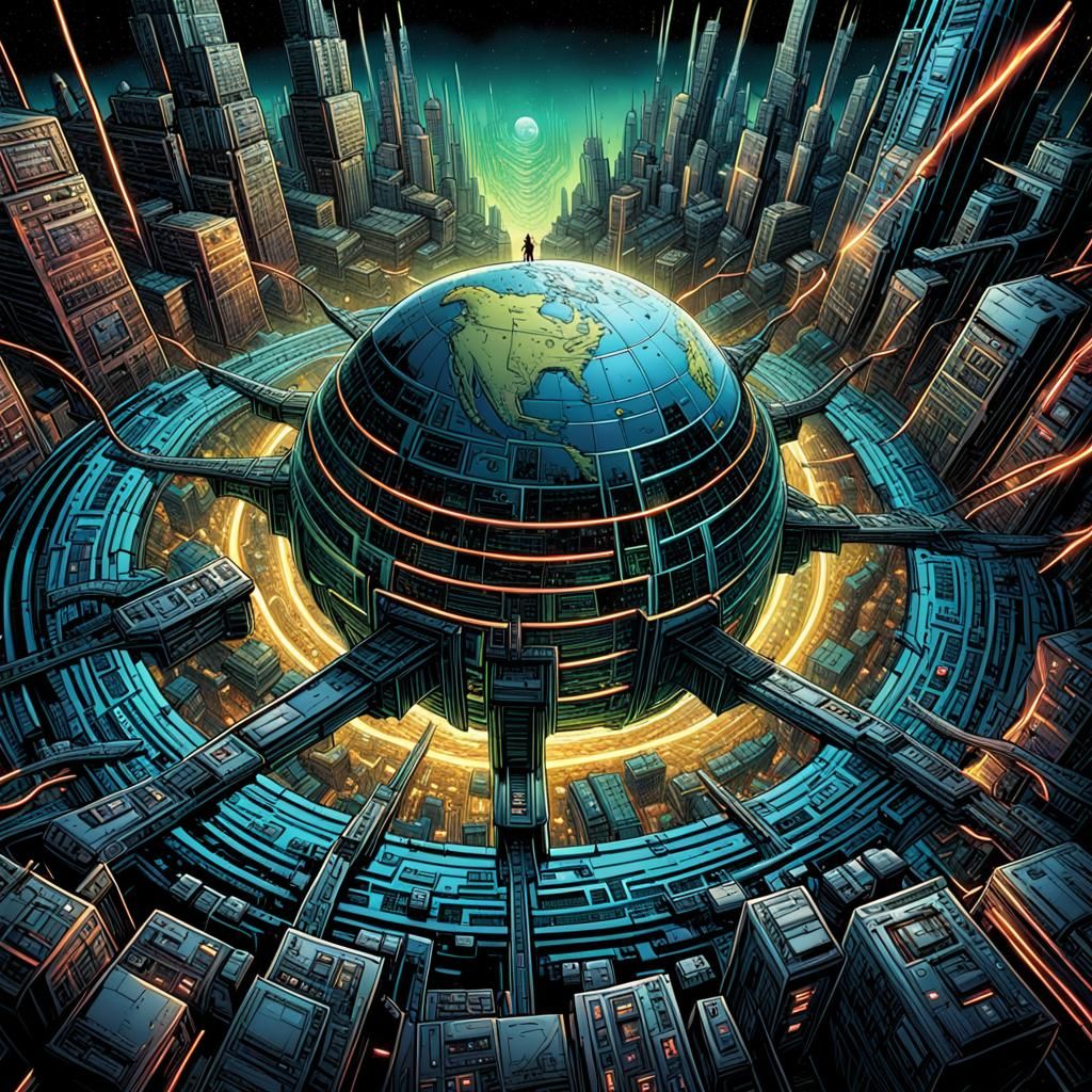 Futuristic Apocalypse in Cyberpunk Comic Book Style